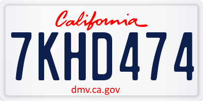 CA license plate 7KHD474
