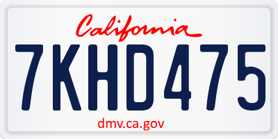 CA license plate 7KHD475