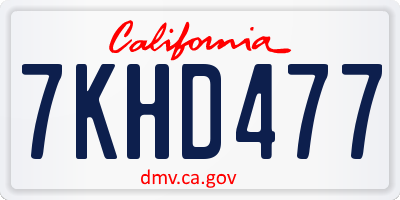 CA license plate 7KHD477