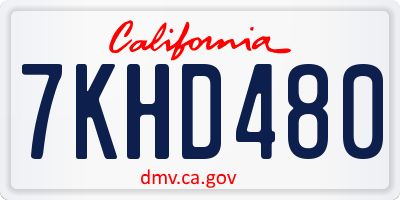 CA license plate 7KHD480
