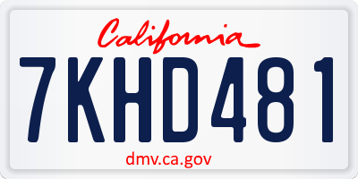 CA license plate 7KHD481