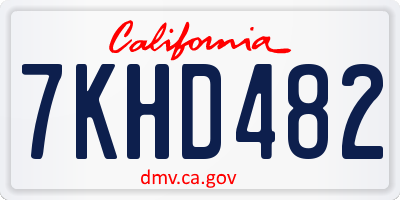 CA license plate 7KHD482