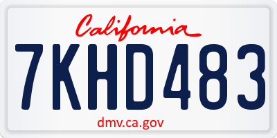 CA license plate 7KHD483