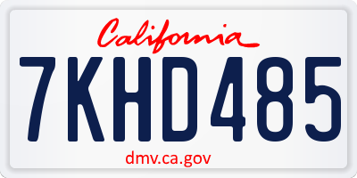 CA license plate 7KHD485