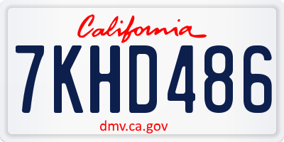 CA license plate 7KHD486