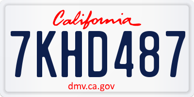 CA license plate 7KHD487