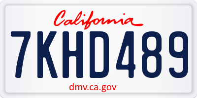 CA license plate 7KHD489