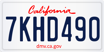 CA license plate 7KHD490