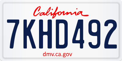 CA license plate 7KHD492