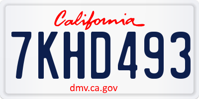 CA license plate 7KHD493