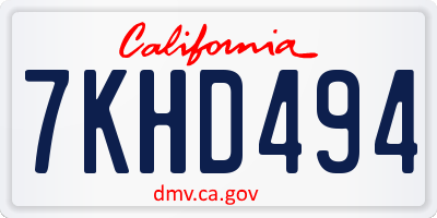 CA license plate 7KHD494