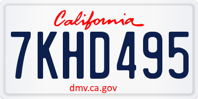 CA license plate 7KHD495