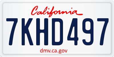 CA license plate 7KHD497