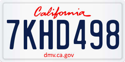 CA license plate 7KHD498