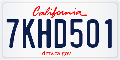 CA license plate 7KHD501