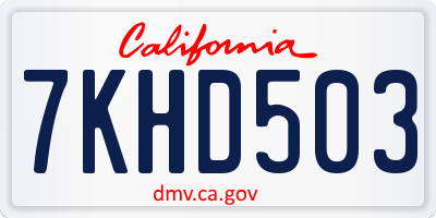 CA license plate 7KHD503