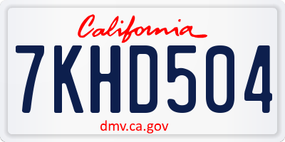 CA license plate 7KHD504