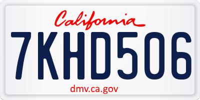 CA license plate 7KHD506