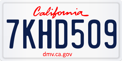 CA license plate 7KHD509