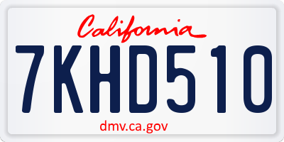 CA license plate 7KHD510