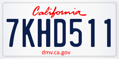 CA license plate 7KHD511