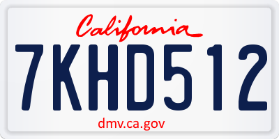 CA license plate 7KHD512