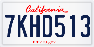 CA license plate 7KHD513