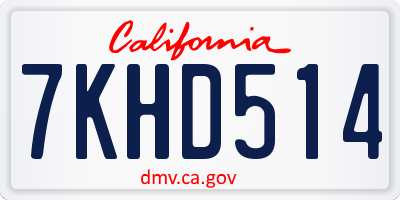 CA license plate 7KHD514