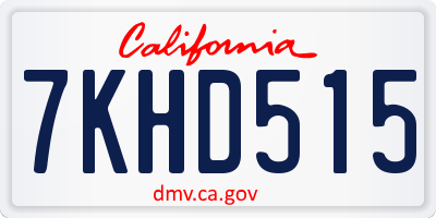 CA license plate 7KHD515