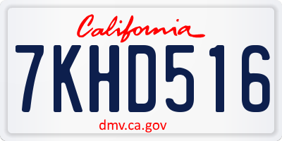CA license plate 7KHD516