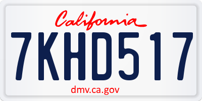 CA license plate 7KHD517