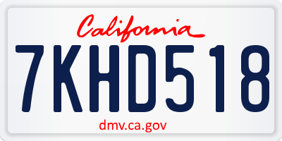 CA license plate 7KHD518