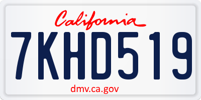 CA license plate 7KHD519
