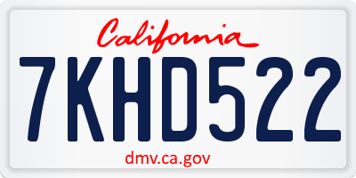 CA license plate 7KHD522