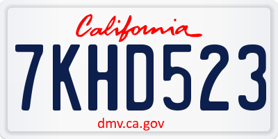 CA license plate 7KHD523
