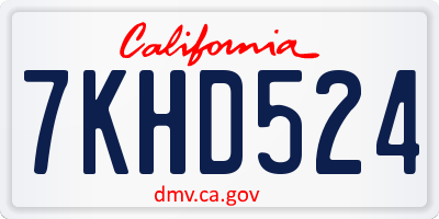 CA license plate 7KHD524