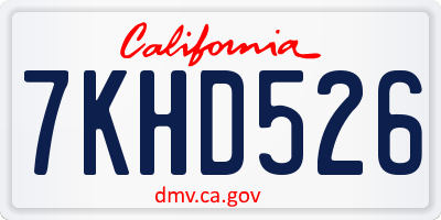 CA license plate 7KHD526