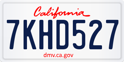 CA license plate 7KHD527