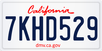 CA license plate 7KHD529