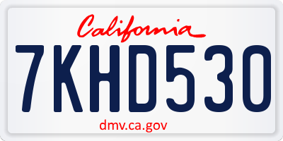 CA license plate 7KHD530