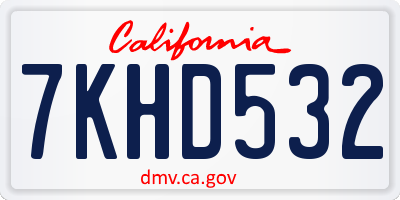 CA license plate 7KHD532