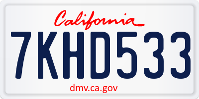 CA license plate 7KHD533