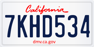 CA license plate 7KHD534