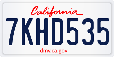 CA license plate 7KHD535