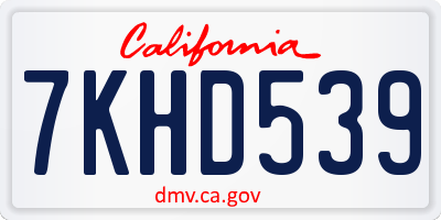 CA license plate 7KHD539