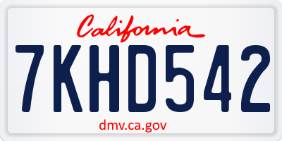 CA license plate 7KHD542