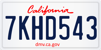 CA license plate 7KHD543