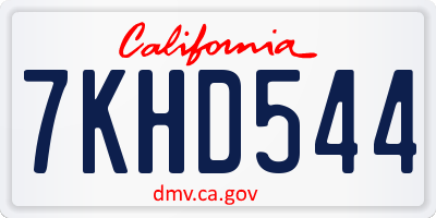 CA license plate 7KHD544