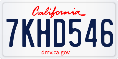 CA license plate 7KHD546
