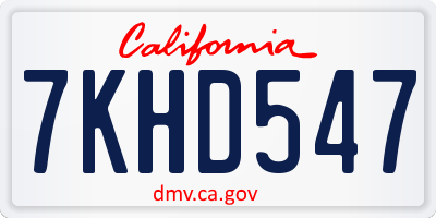 CA license plate 7KHD547